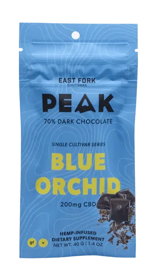 East Fork Cultivars - Peak CBD Chocolate Bar, Dark, Blue Orchid, 20:1