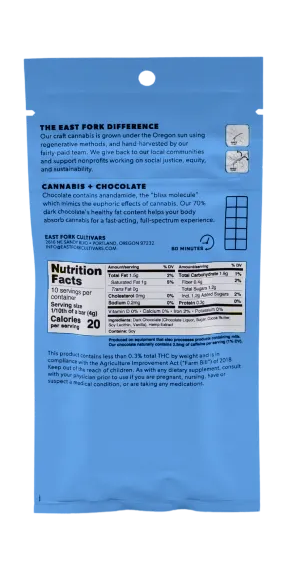 East Fork Cultivars - Peak CBD Chocolate Bar, Dark, Blue Orchid, 20:1