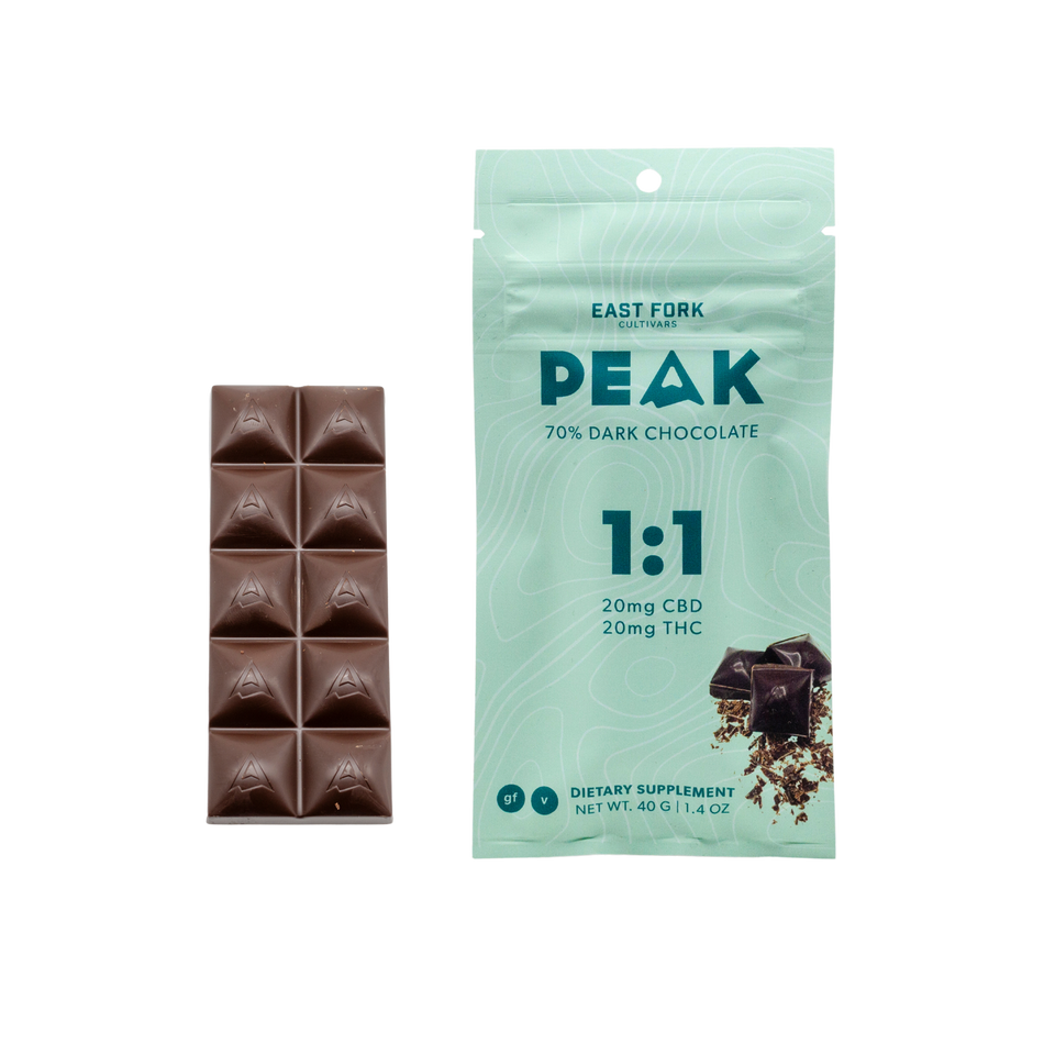 East Fork Cultivars - Peak CBD Chocolate Bar, Dark, 1:1