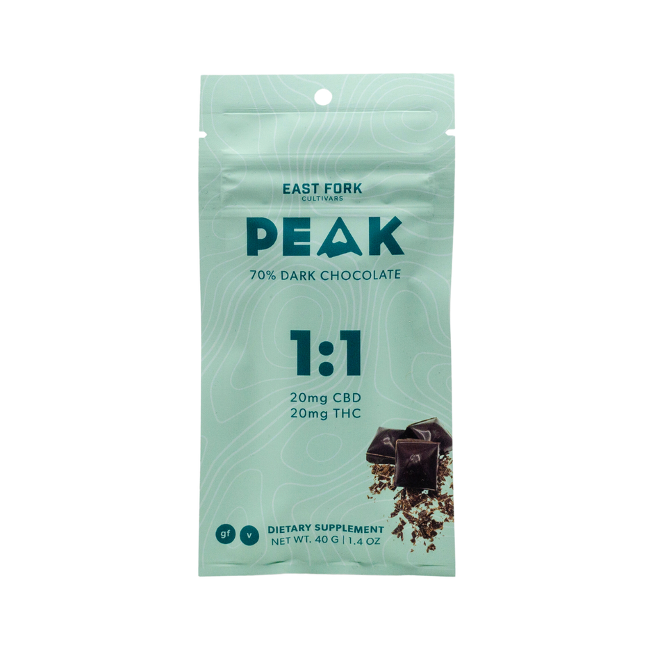 East Fork Cultivars - Peak CBD Chocolate Bar, Dark, 1:1